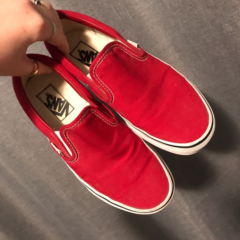 Red slip on Vans